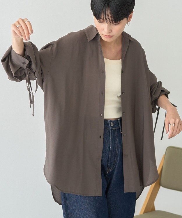 AMERICAN HOLIC シアーバックギャザーリボンシャツ Brown