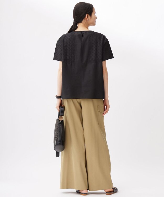 自由区 S 【カタログ掲載・接触冷感・UVカット・洗える】デニムライクボトムフレアワイド パンツ ベージュ