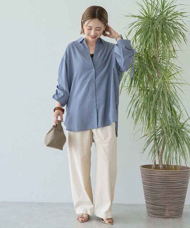 AMERICAN HOLIC シアーバックギャザーリボンシャツ Blue