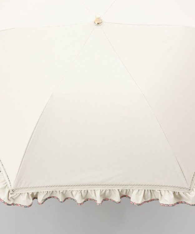 AURORA 【 JILL STUART（ジル スチュアート）】・WEB限定・　リバティパイピングフリル晴雨兼用パラソル(折りたたみ) ライトベージュ