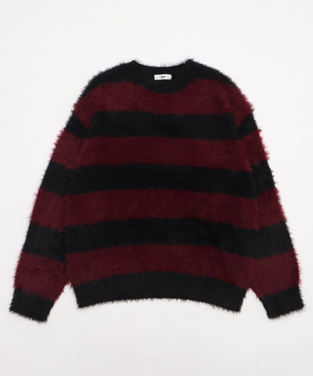 WEGO 【2025秋冬新作/ユニセックス着用ITEM/MLサイズ展開】フェザーニットプルオーバー レッドボーダー