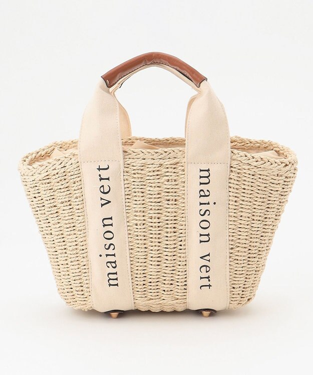 LA BAGAGERIE 【maison vert】【ペーパー素材・多収納】ロゴテープかごバッグ ベージュ