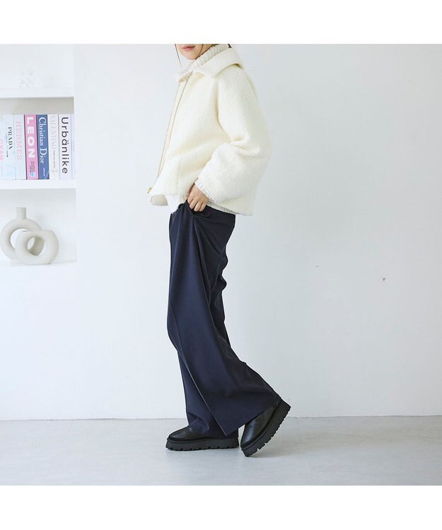 MODE ET JACOMO <carino>本革ムートン　サイドゴアショートブーツ ブラックメタリック