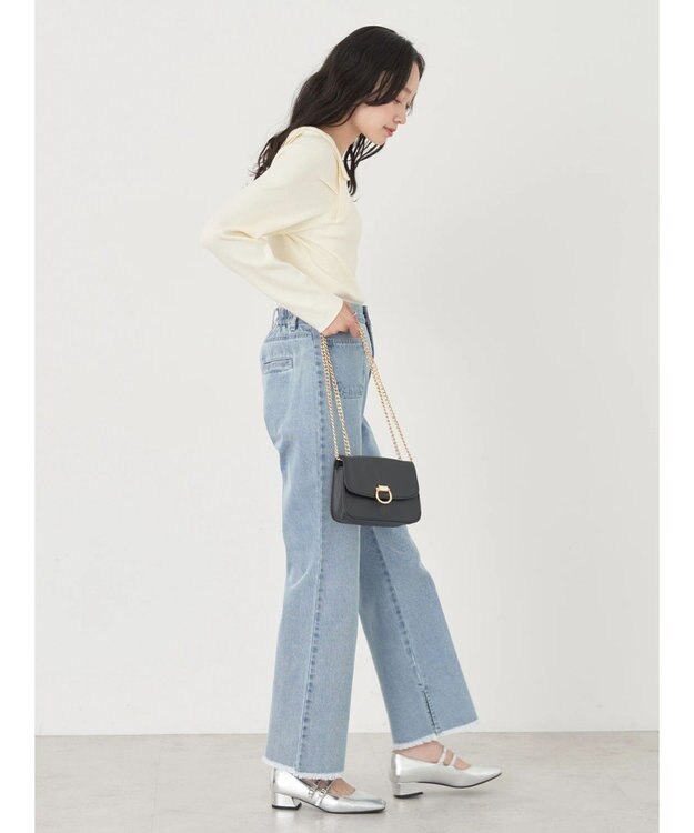 earth music&ecology 肩リボンニットプルオーバー Ivory