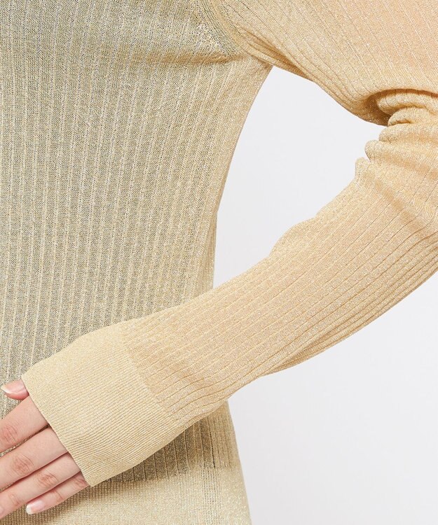 uncrave 【手洗い可】ラメ シアー クルーネック ニット（uncrave STANDARD） ゴールド