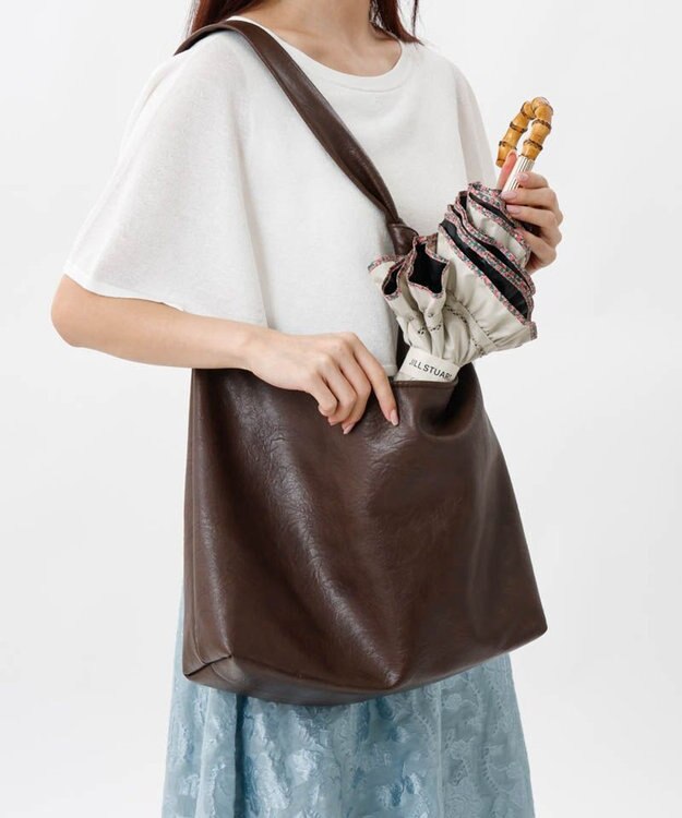 AURORA 【 JILL STUART（ジル スチュアート）】・WEB限定・　リバティパイピングフリル晴雨兼用パラソル(折りたたみ) ライトベージュ
