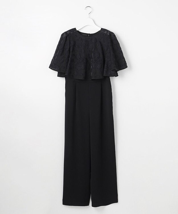 ANY SIS 【2SET】ジャガード ケープ トップス × サロペット ブラック