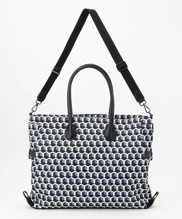 Y'SACCS キュービックモノグラム　2WAYトート　Mサイズ ブラック