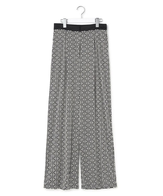 ICB L 【30th ANNIVERSARY】 モノグラムプリントスムース ワイドパンツ オフホワイト×ブラック系