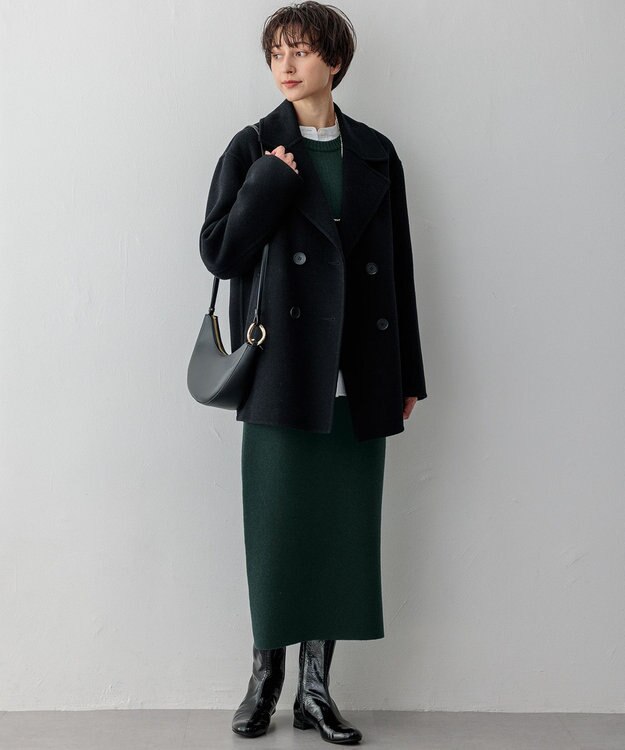 23区 【洗える】カシミヤブレンド Iライン ニットスカート グリーン系