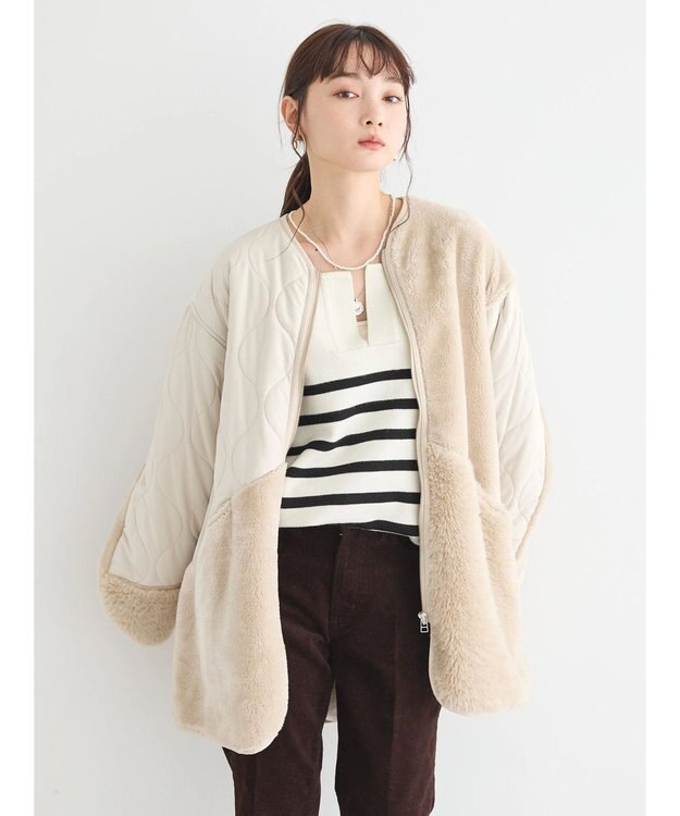 AMERICAN HOLIC キルポカボアＭｉｘキルティングコート Light Beige