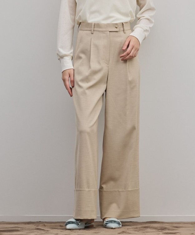 GRACE CONTINENTAL ロールアップワイドパンツ ベージュ