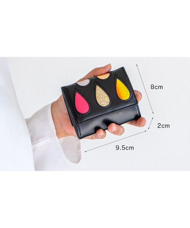 tsumori chisato CARRY ドロップス　ミニ財布　3つ折り 【かわいいデザイン！本革のやわらかな風合い】 ブラックⅡ