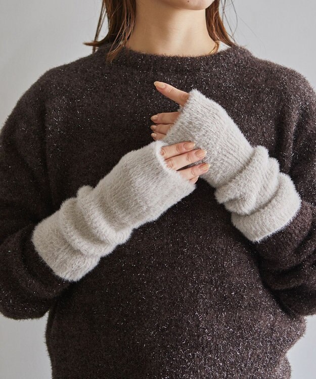 ANY SIS 【WEB＋一部店舗限定】シャギー ハンドウォーマー ライトグレー