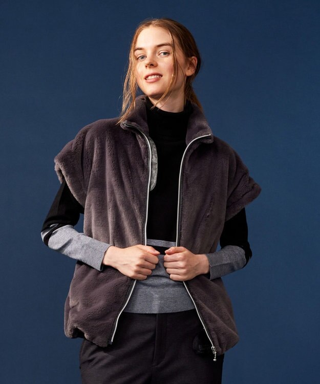 23区GOLF いつものスタイリングをアップデート【WOMEN】ファーフレンチ ベスト グレー系