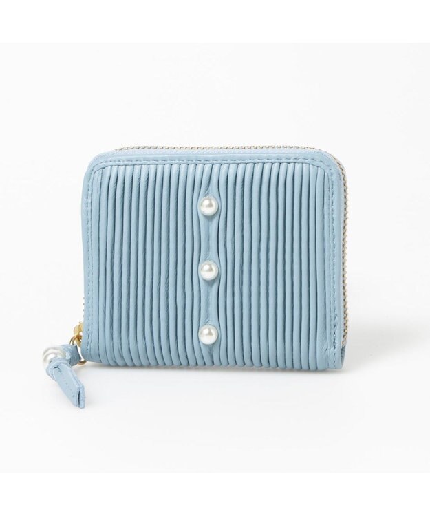 UNBILLION ペルケ perche / シーププリーツ・ジャバラカードウォレット サックスブルー