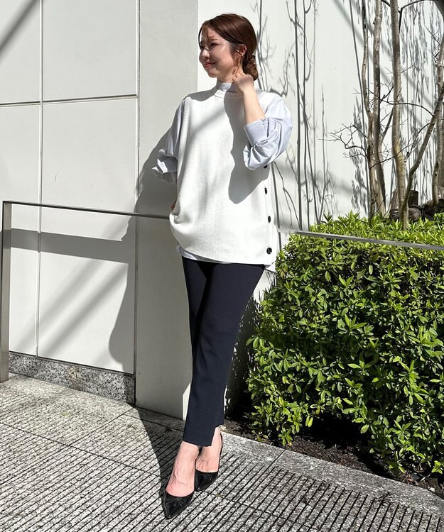 UNFILO 【洗える】サイドボタンニットベスト オフ