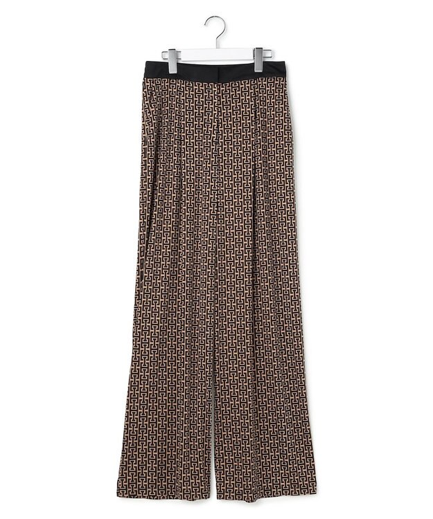 ICB L 【30th ANNIVERSARY】 モノグラムプリントスムース ワイドパンツ キャメル×ブラック系