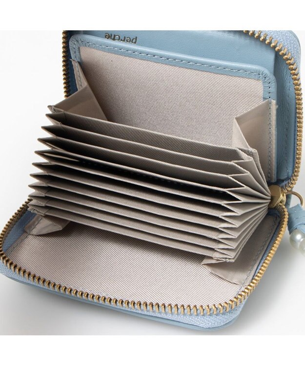 UNBILLION ペルケ perche / シーププリーツ・ジャバラカードウォレット サックスブルー