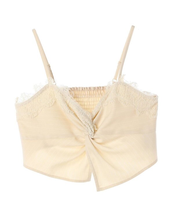 earth music&ecology ピンストライプ胸元レースビスチェ Beige