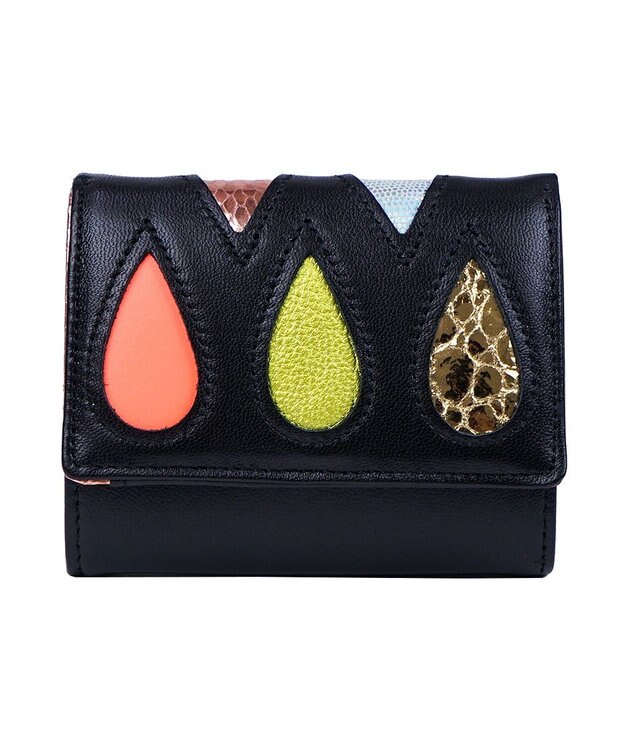 tsumori chisato CARRY ドロップス　ミニ財布　3つ折り 【かわいいデザイン！本革のやわらかな風合い】 ブラックⅡ