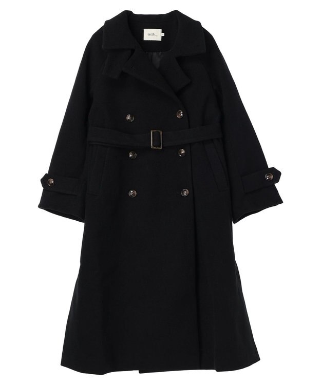 earth music&ecology ２ｗａｙカラーロングコート Black