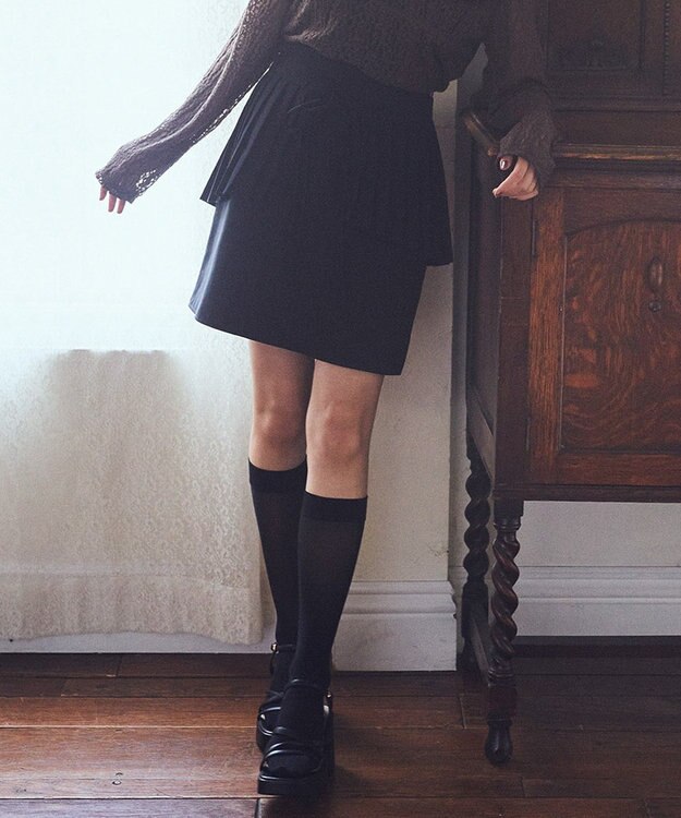 earth music&ecology ＳＥＴ２点プリーツラップスカート＋ミニスカート Black