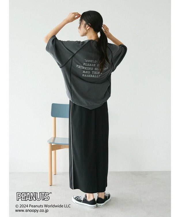 CRAFT STANDARD BOUTIQUE 【ユニセックス】PEANUTS/スヌーピー 切り替えTシャツ Charcoal Gray