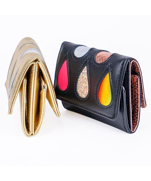 tsumori chisato CARRY ドロップス　ミニ財布　3つ折り 【かわいいデザイン！本革のやわらかな風合い】 ブラックⅡ