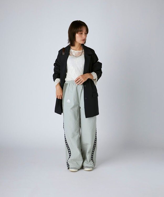 OP／FILA 【Kappa】 ワイドシルエット バンダナイロントラックパンツ グレー