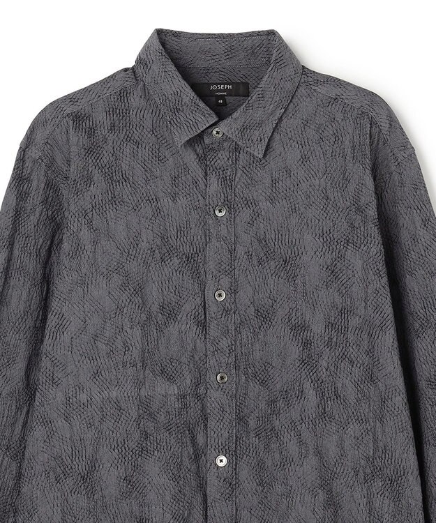 JOSEPH HOMME アブストラクトジャガードストレッチ　レギュラーカラーシャツ グレー系