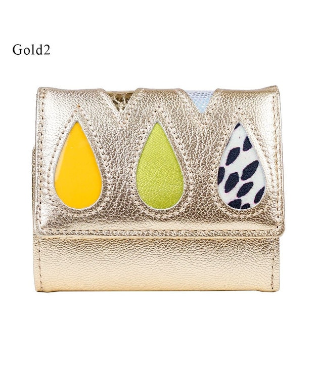 tsumori chisato CARRY ドロップス　ミニ財布　3つ折り 【かわいいデザイン！本革のやわらかな風合い】 ゴールドⅡ