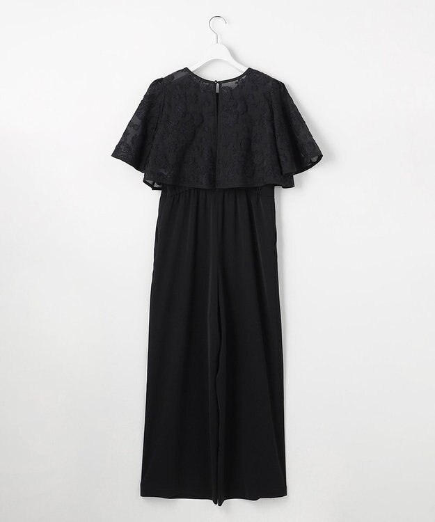 ANY SIS 【2SET】ジャガード ケープ トップス × サロペット ブラック