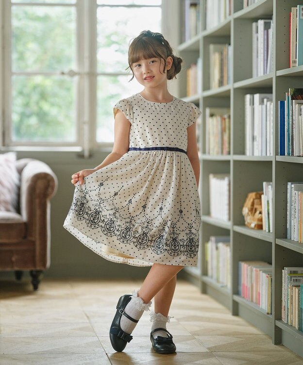 組曲 KIDS 【110-140㎝】ドットシフォン ワンピース オフホワイト系5