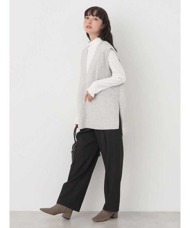 earth music&ecology ＳＥＴ２点圧縮風ポンチベスト＋リブタートル Light Gray