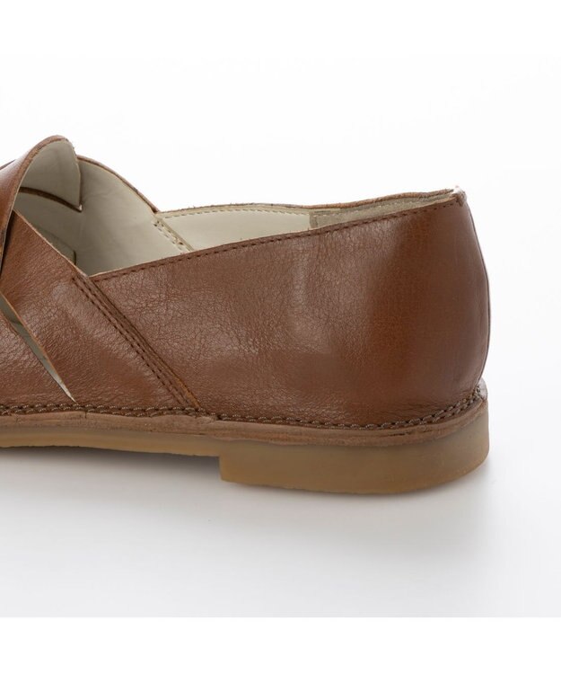 ing <ing>【サスティナブルシリーズ】編み込みデザインオープントゥシューズ ブラウン