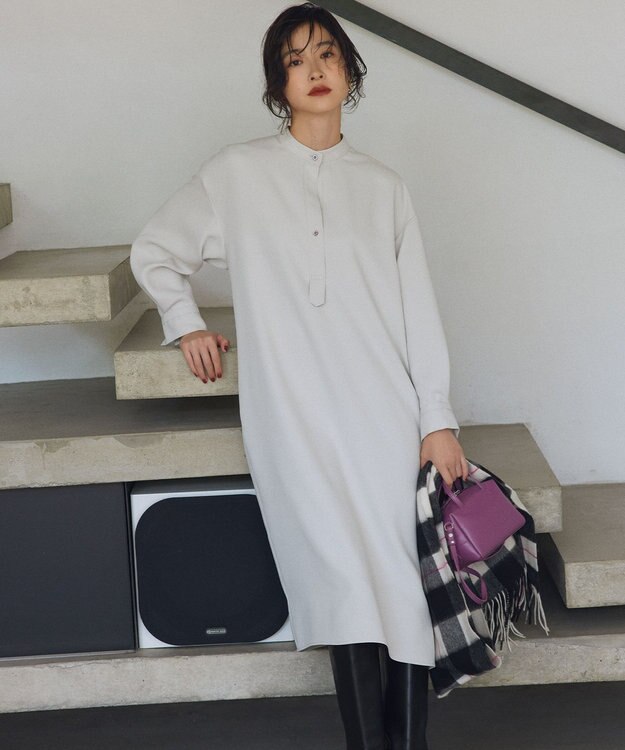 組曲 S ウーステッドライク ワンピース ライトグレー系