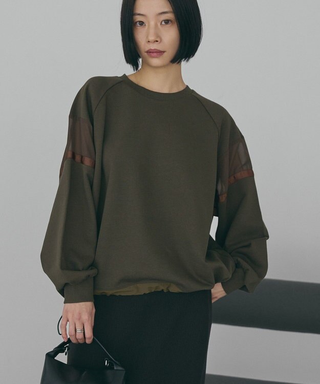 AMERICAN HOLIC 異素材ドロスト配色プルオーバー Khaki