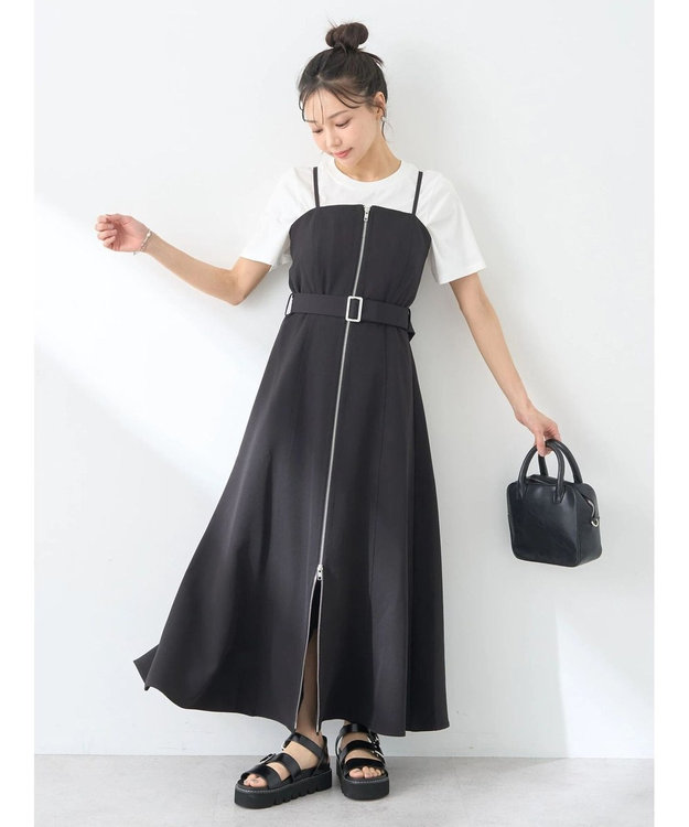 earth music&ecology ダブルジップキャミドレ Black