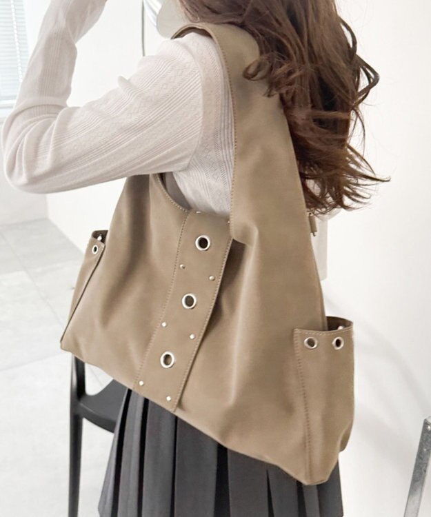 WEGO ハトメデザインワンハンドルトート ベージュ