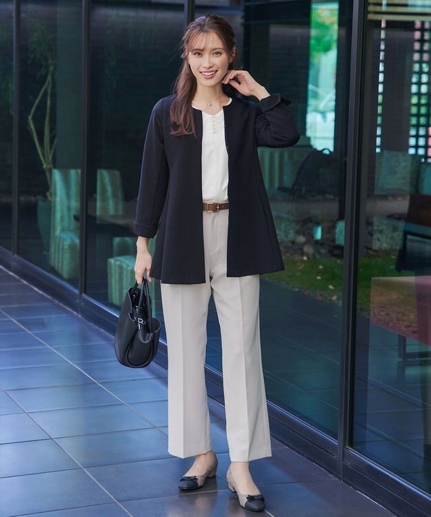 Tiaclasse バックフレアロングジャケット ネイビー