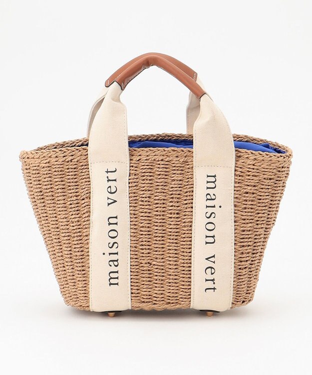 LA BAGAGERIE 【maison vert】【ペーパー素材・多収納】ロゴテープかごバッグ ブルー