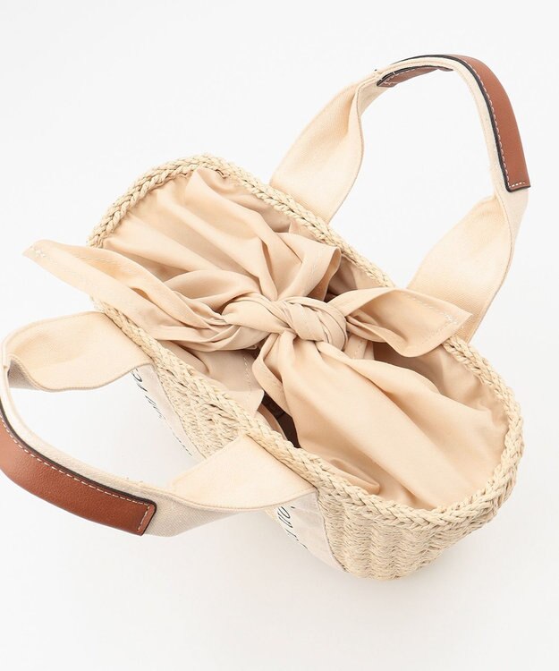 LA BAGAGERIE 【maison vert】【ペーパー素材・多収納】ロゴテープかごバッグ ベージュ