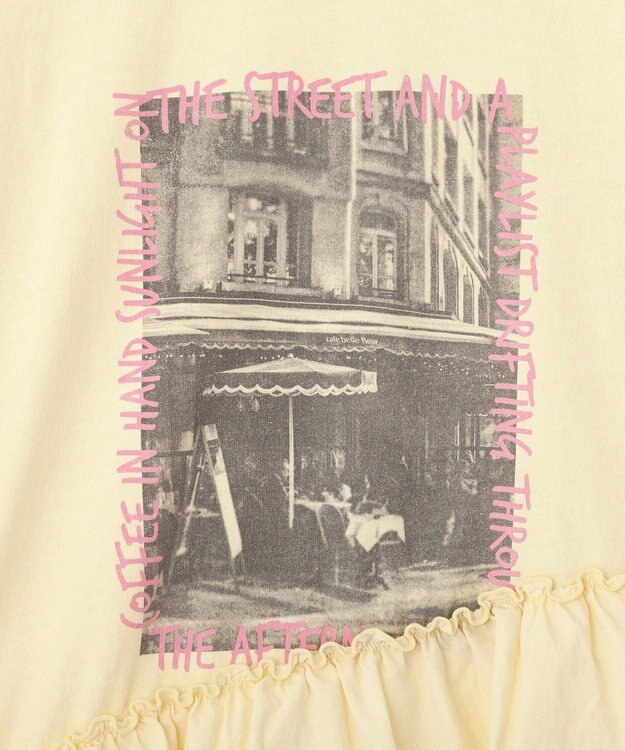 earth music&ecology 異素材ドッキンググラフィックTシャツ Ivory