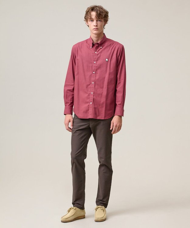 J.PRESS MEN このさりげなさが大人気【IVY COLLECTION】【UNISEX】バックブルチェックガーメントダイ シャツ / B.D. ワイン系3