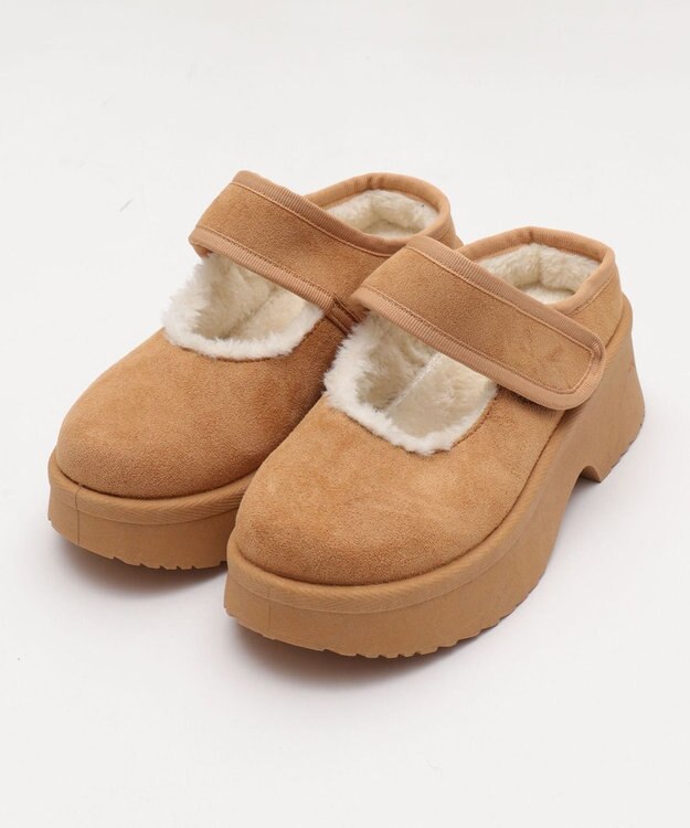 WEGO ムートンタッチメリージェーンシューズ キャメル