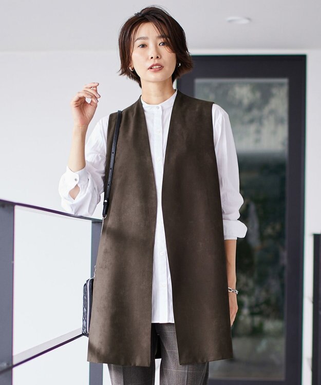 J.PRESS LADIES ソフィーヌスエード ジレ ブラウン系