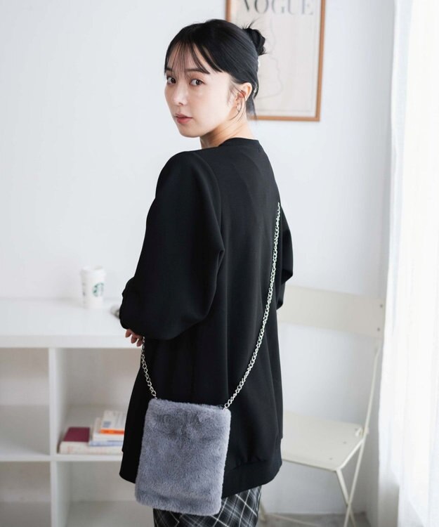 WEGO ファーチェーンミニショルダー グレー