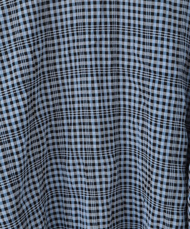 Green Parks 前後２ｗａｙ袖バルーンギンガムチェックブラウス Blue