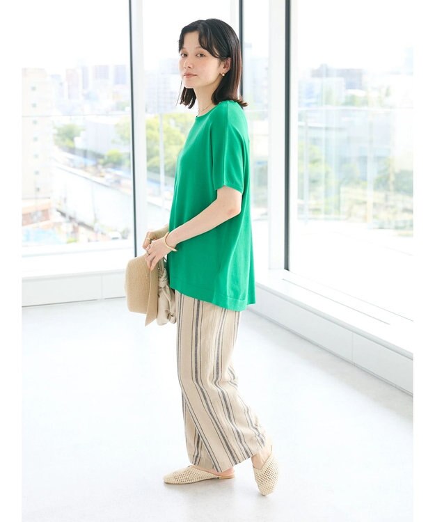 CRAFT STANDARD BOUTIQUE UVカット/接触冷感/洗える/ 半袖ニットプルオーバー Green